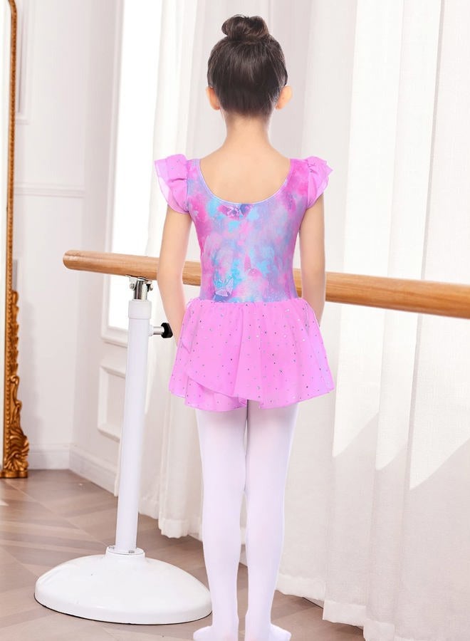 Arshiner Girls Ruffle Sleeve Ballet Dance Dress Tutu Skirted Leotard - Image 5