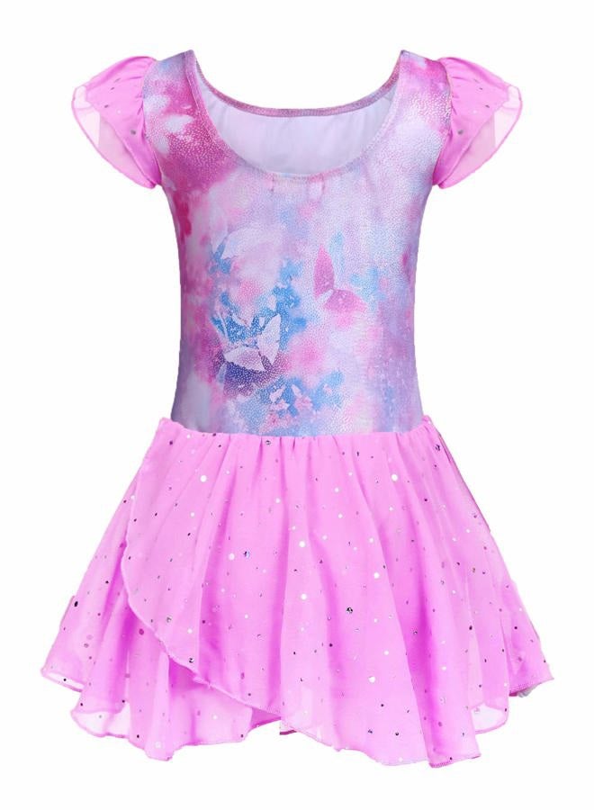 Arshiner Girls Ruffle Sleeve Ballet Dance Dress Tutu Skirted Leotard - Image 3