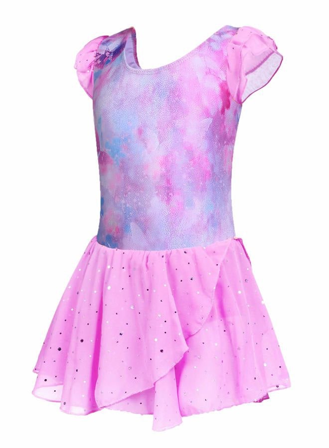 Arshiner Girls Ruffle Sleeve Ballet Dance Dress Tutu Skirted Leotard - Image 2
