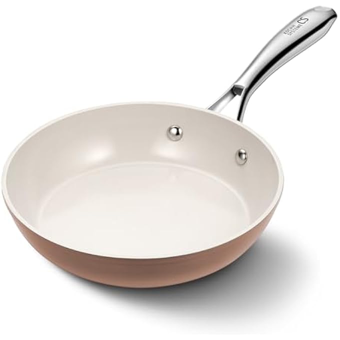 KOCH SYSTEME CS 8 Inch Nonstick Frying Pan Skillet Ceramic Non Stick Frying Pans Non Toxic Pans For Cooking Induction Compatible Egg Pan Free Of Pfoa  Ptfe Dishwasher  Oven Safe Brown - Image 2