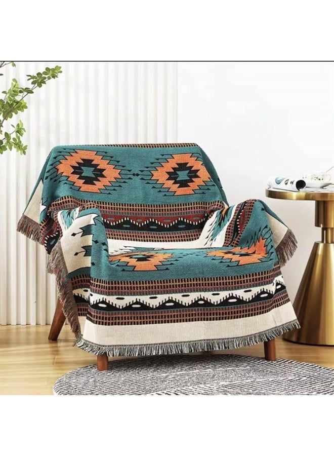 NANAO Boho Throw Blankets Southwestern Bed Throws Cover Reversible Green Aztec Southwest Blanket for Couch Chair Sofa Home Outdoor Beach Car Tent Travel Camping 51"x63" - Image 1