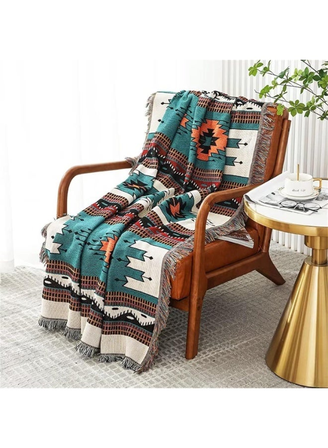 NANAO Boho Throw Blankets Southwestern Bed Throws Cover Reversible Green Aztec Southwest Blanket for Couch Chair Sofa Home Outdoor Beach Car Tent Travel Camping 51"x63" - Image 2