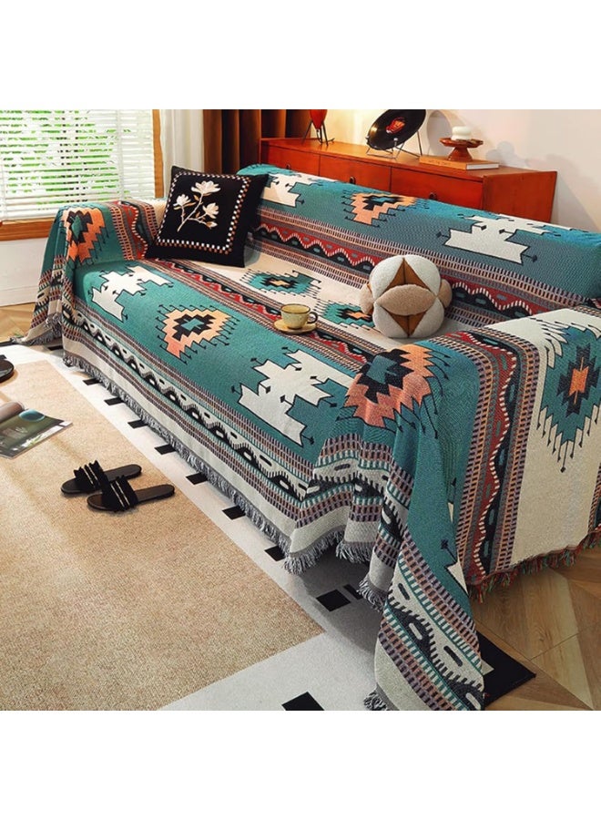 NANAO Boho Throw Blankets Southwestern Bed Throws Cover Reversible Green Aztec Southwest Blanket for Couch Chair Sofa Home Outdoor Beach Car Tent Travel Camping 51"x63" - Image 4