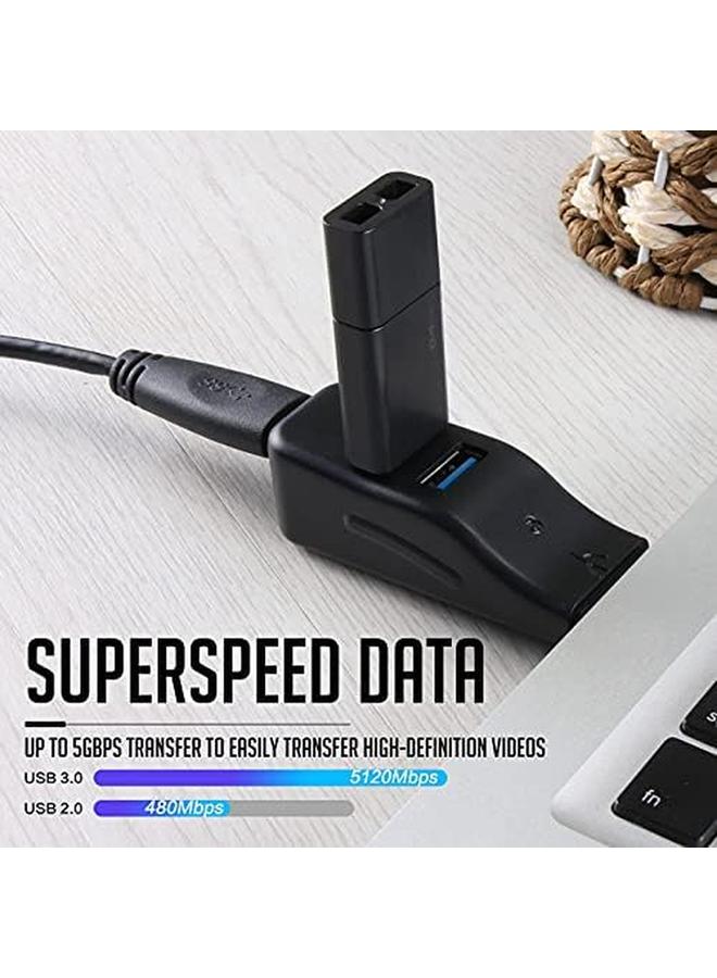 في كوم موزع بيانات USB صغير محمول رفيع مزود بـ 4 منافذ USB 3.0 وموزع عالي السرعة لجهاز Imac Surface Pro وسطح المكتب والكمبيوتر المحمول وعصي USB ومحرك أقراص محمول وسماعة رأس ولوحة مفاتيح وماوس - Image 3