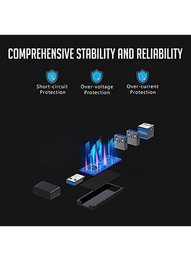 في كوم موزع بيانات USB صغير محمول رفيع مزود بـ 4 منافذ USB 3.0 وموزع عالي السرعة لجهاز Imac Surface Pro وسطح المكتب والكمبيوتر المحمول وعصي USB ومحرك أقراص محمول وسماعة رأس ولوحة مفاتيح وماوس - Image 4