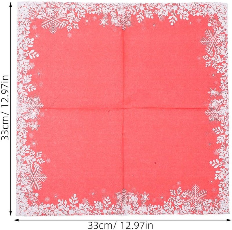 100pcs Red Snowflake Paper Napkins Disposable Holiday Dinner Napkins Party Table Decoration Christmas Festive Supplies - Image 2