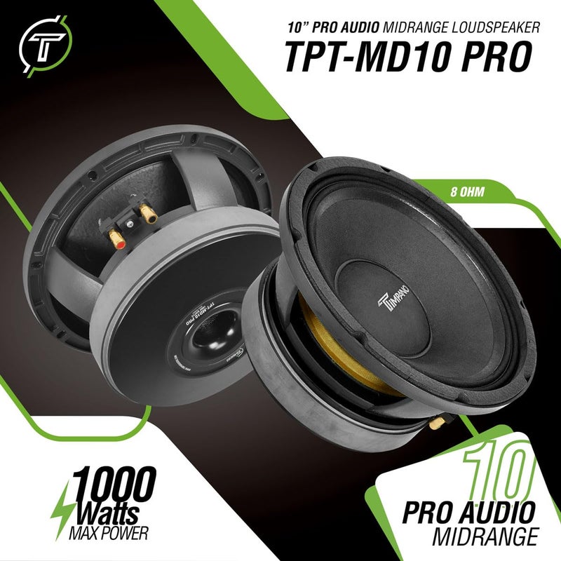 Timpano TPT-MD10 PRO 10" Midrange Speaker, 1000 Watts, 8 Ohm Loudspeaker 10 Inch Mid Range for Pro Car Audio (Single) - Image 2