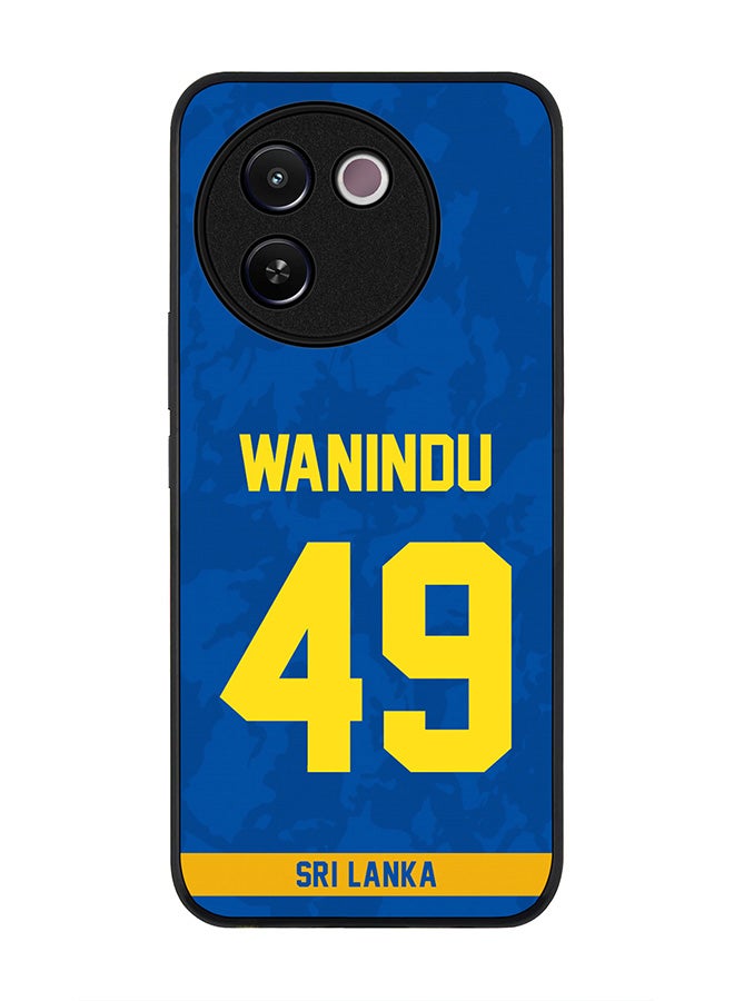 Rugged Black edge case for Vivo V30e, Slim fit Soft Case Flexible Anti Drop TPU Gel Thin Cover - Team Sri lanka Wanindu Hasaranga, Jersey No 49