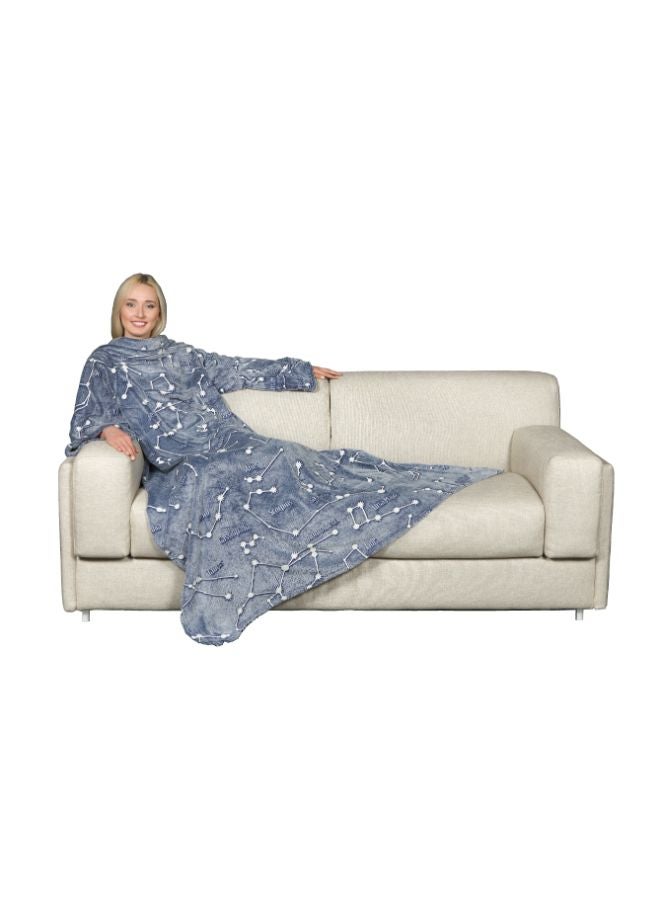 Wearable Blanket | Fleece Blanket w/ Sleeves & Pocket, Glow in the Dark, Soft Comfy & Warm, Machine Washable, for Adults Men Women Teenagers size 140 x 180cm - DeLuxe Glow Constellation