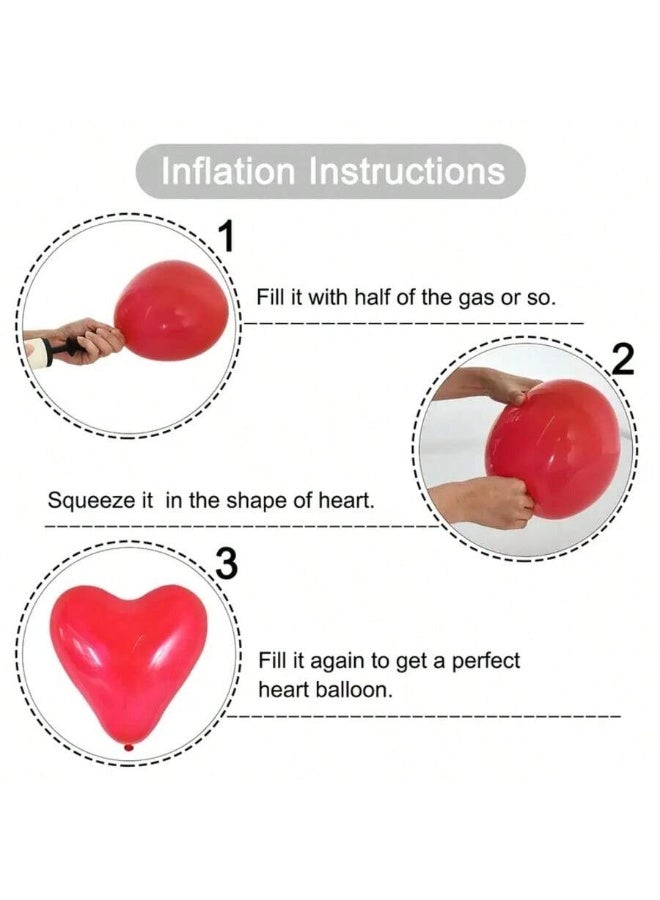 50pcs Red Heart Shape Balloons High-Quality Latex Balloons 25cm for Birthday, Wedding, Anniversary, and various other parties - Image 5