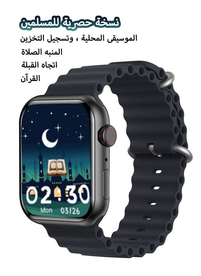 ULHYC Smart Watch M9 Pro Custom Quran Edition Bluetooth Full Touch Screen Call Smartwatch with ECG and Blood Oxygen Apps with Black Sport Band Best Price KSA Riyadh Jeddah