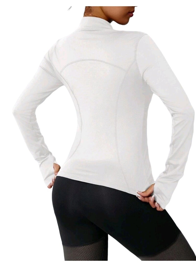Sweet Cathy Sports Crop Top Long Sleeve Workout Jacket Sports Tee Yoga Top Slim Fit Quick Dry Athletic Fitness Sportswear for Women - Image 2