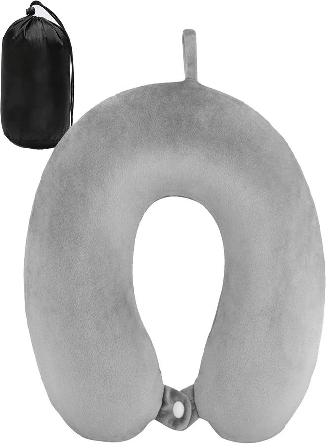 KIZDY Neck Pillow for Traveling, Upgraded Travel Neck Pillow for Airplane 100 Percentage Pure Memory Foam Travel Pillow for Flight Headrest Sleep, Portable Plane Accessories (Grey) - Image 2