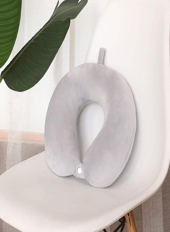 KIZDY Neck Pillow for Traveling, Upgraded Travel Neck Pillow for Airplane 100 Percentage Pure Memory Foam Travel Pillow for Flight Headrest Sleep, Portable Plane Accessories (Grey) - Image 4