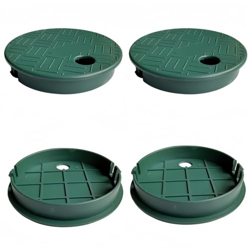 POFUIERKN 4 Pcs Green Plastic Round Irrigation Sprinkler Valve Box Cover, Universal Fit, ID 5.5" OD 6" - Image 1