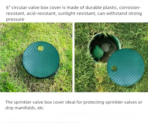 POFUIERKN 4 Pcs Green Plastic Round Irrigation Sprinkler Valve Box Cover, Universal Fit, ID 5.5" OD 6" - Image 3