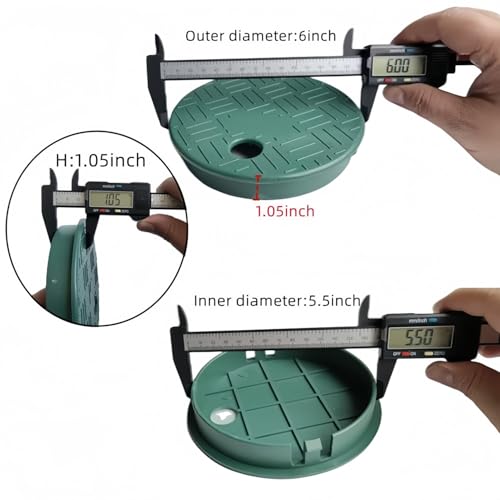 POFUIERKN 4 Pcs Green Plastic Round Irrigation Sprinkler Valve Box Cover, Universal Fit, ID 5.5" OD 6" - Image 2