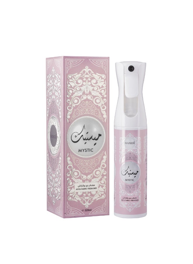 Hamidi Mystic Air & Fabric Freshener Spray 320ml – Heliotrope, Tangerine, Tropical Fruits & Musk Fragrance, Long-Lasting Odor Neutralizer for Home, Office, Curtains & Upholstery - Image 1