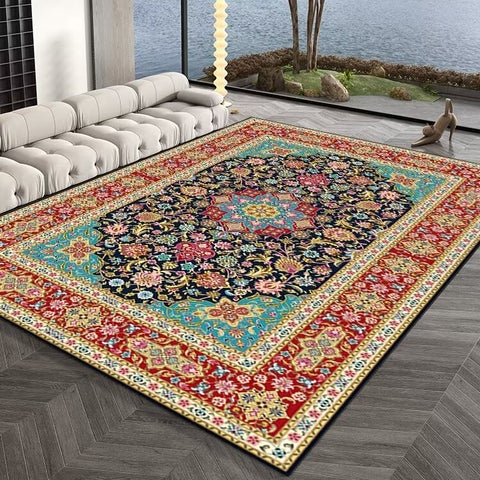 Turkish Ethnic Style Carpet Persian American Style Retro Living Room Sofa Coffee Table Carpet Home Bedroom Bedside Mat