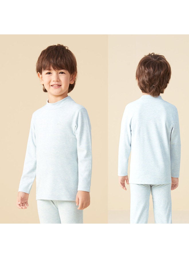 Long time companion quick-warm Brushed Boys' Base Layer Long Sleeve Mid-high Neck Glutinous Rice Thermal Shirt - Image 4