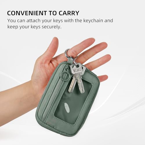 Didida The Iris Wallet Zip Card Case with ID Window Purses for Women Coin Purse with Zipper Mini Portable Keychain Wallet, Olive Green - Image 5