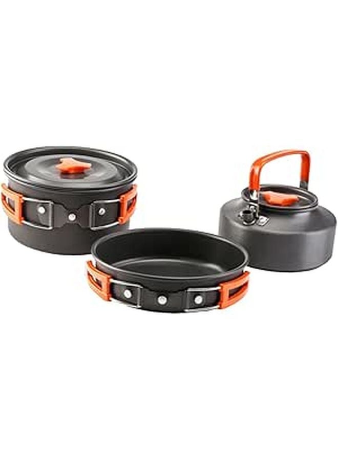 Aluminum Alloy 3 Piece Camping Cookware Set Portable Pot And Kettle For 2 3 People Hiking Picnic - Image 1