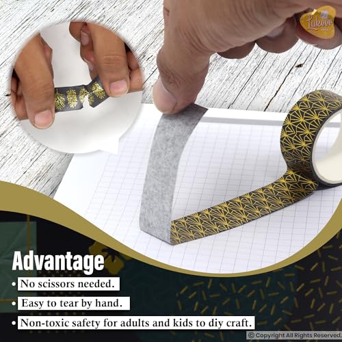 Lakeer Washi Masking Tape Set of 10 Rolls - Black Classic - Washi Tapes for Scrapbooking, DIY Craft, Decoration, Gift Wrapping, etc. - Image 4