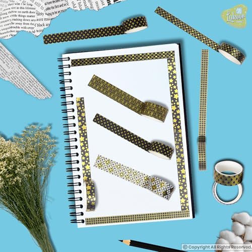 Lakeer Washi Masking Tape Set of 10 Rolls - Black Classic - Washi Tapes for Scrapbooking, DIY Craft, Decoration, Gift Wrapping, etc. - Image 5
