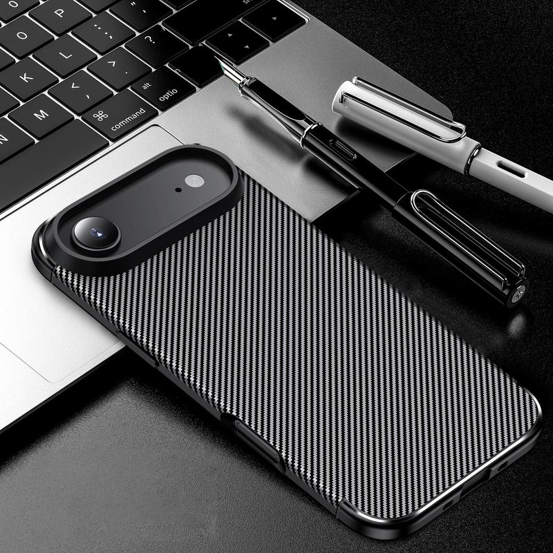 erorex For iPhone Air Carbon Fiber Texture Shockproof TPU Phone Case(Black) - Image 1