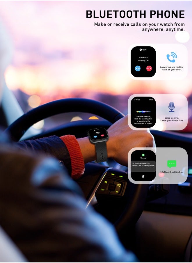 PEJE PEJE Smartwatch - 2.13" AMOLED,Smart Watches for Men,Prayer Alerts & Arabic Support,SpO2/Heart Rate/Sleep Monitor,120+ Sports Modes,IP68 Waterproof,Bluetooth Calls + Extra Strap,iOS/Android (Black)  - Image 3