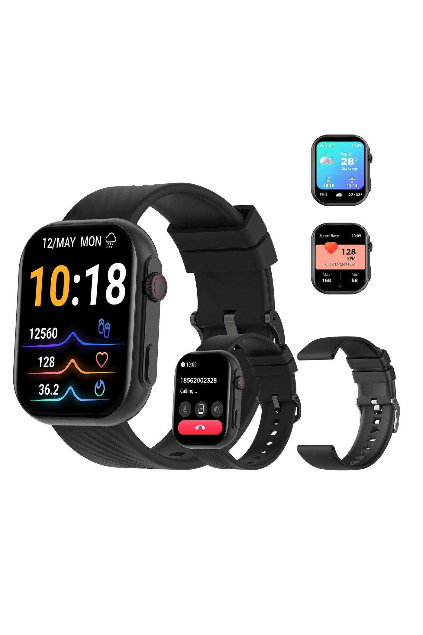PEJE Smartwatch - 2.13" AMOLED,Smart Watches for Men,Prayer Alerts & Arabic Support,SpO2/Heart Rate/Sleep Monitor,120+ Sports Modes,IP68 Waterproof,Bluetooth Calls + Extra Strap,iOS/Android (Black)