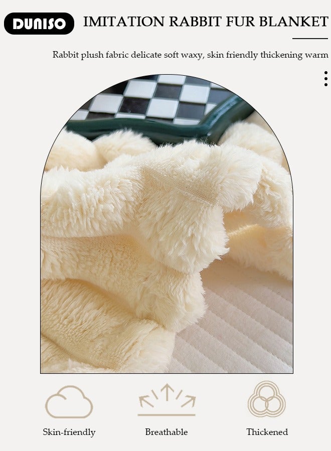 DUNISO Plush Bed Blanket, Plush Cozy Lightweight Flannel Blankets, Anti-Static Soft Warm Fluffy Throw Blanket Suitable for Sofa Bed Couch Armchair Living Room Home Decoration - Image 2