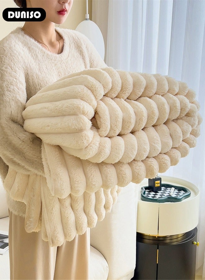 DUNISO Plush Bed Blanket, Plush Cozy Lightweight Flannel Blankets, Anti-Static Soft Warm Fluffy Throw Blanket Suitable for Sofa Bed Couch Armchair Living Room Home Decoration - Image 5