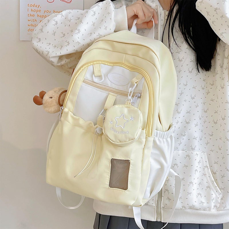 Goylmc Cute Backpack, Travel Double Shoulder Bag, Laptop Backpack for 16â€ with Large Capacity Adjustable Straps (Yellow) - Image 2