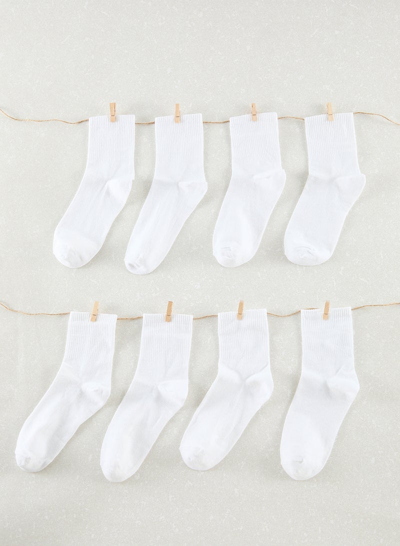trendyol White Unisex 8Piece Cotton CollegeTennisMedium Size Men's Socks - Image 1