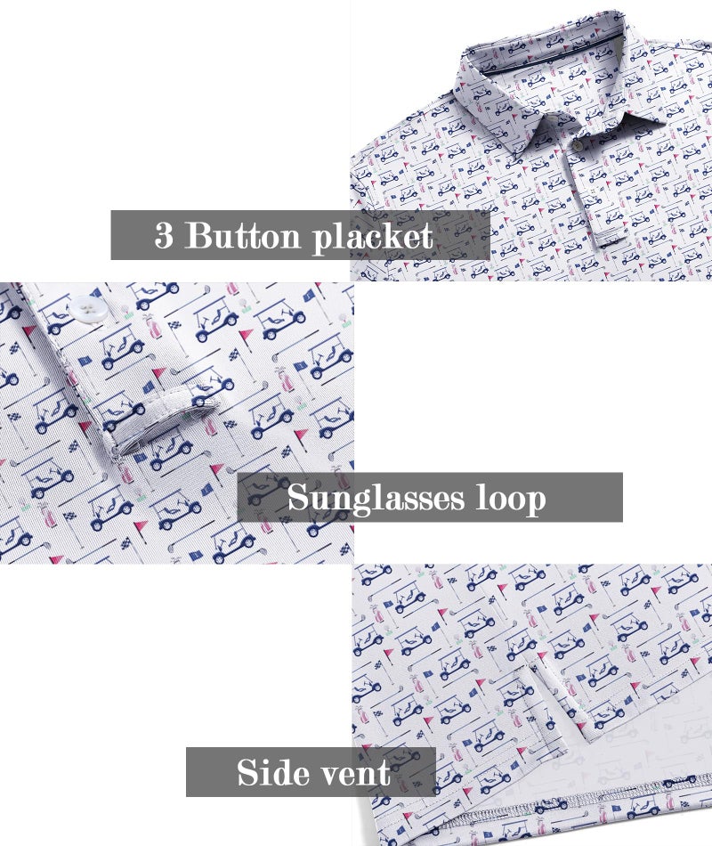 ZITY Men's Golf Shirts Short Sleeve Moisture Wicking Performance Print Patterns Casual Collared Golf Polo Shirt for Men - Image 4