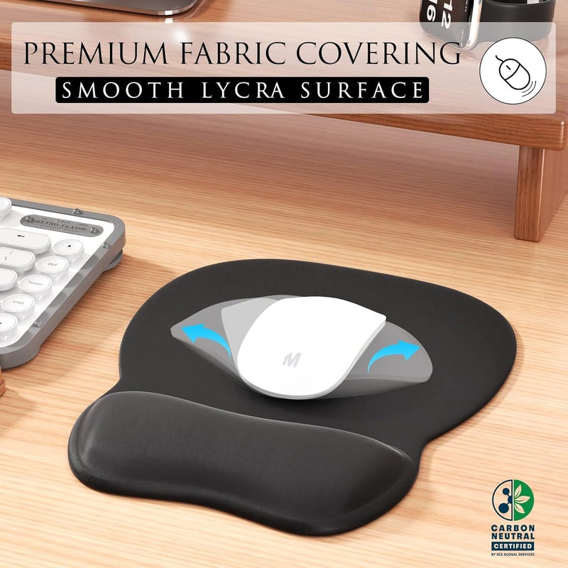 MROCO Ergonomic Mouse Pad with Gel Wrist Rest, Smooth Wrist Support Surface, Non-Slip PU Base for Pain Relief, Comfortable Mousepad for Computer, Laptop, Office & Home, 9.4 x 8.1 in, Black - Image 2