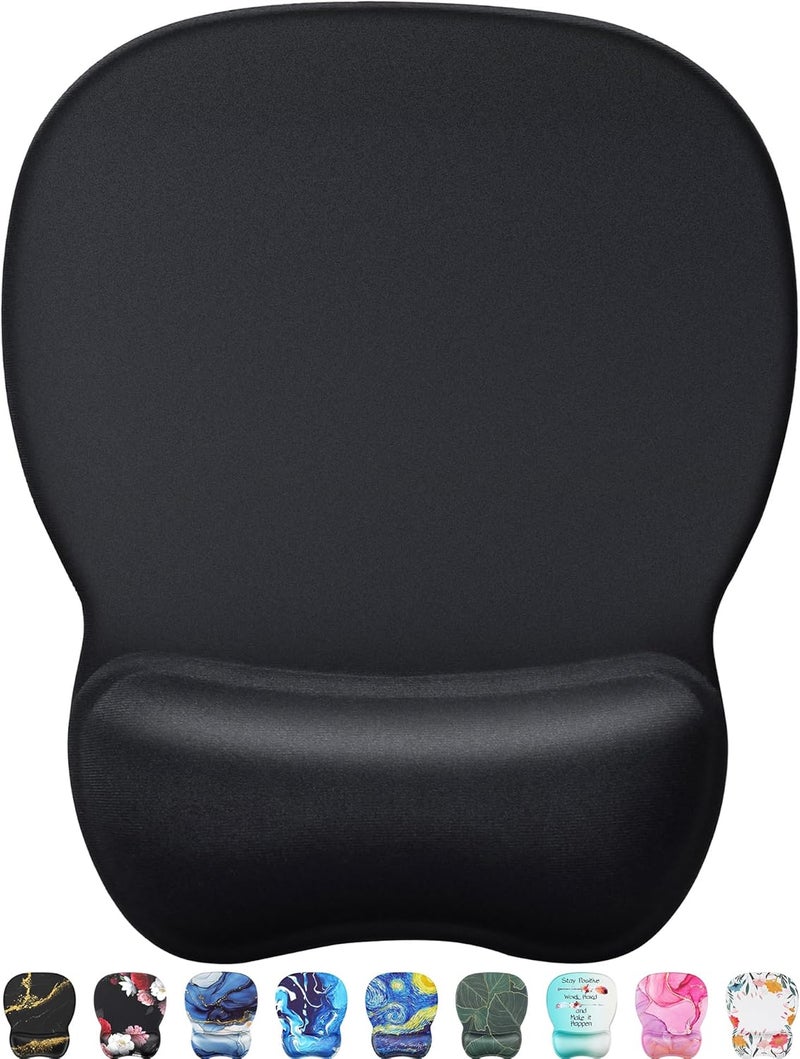 MROCO Ergonomic Mouse Pad with Gel Wrist Rest, Smooth Wrist Support Surface, Non-Slip PU Base for Pain Relief, Comfortable Mousepad for Computer, Laptop, Office & Home, 9.4 x 8.1 in, Black - Image 1