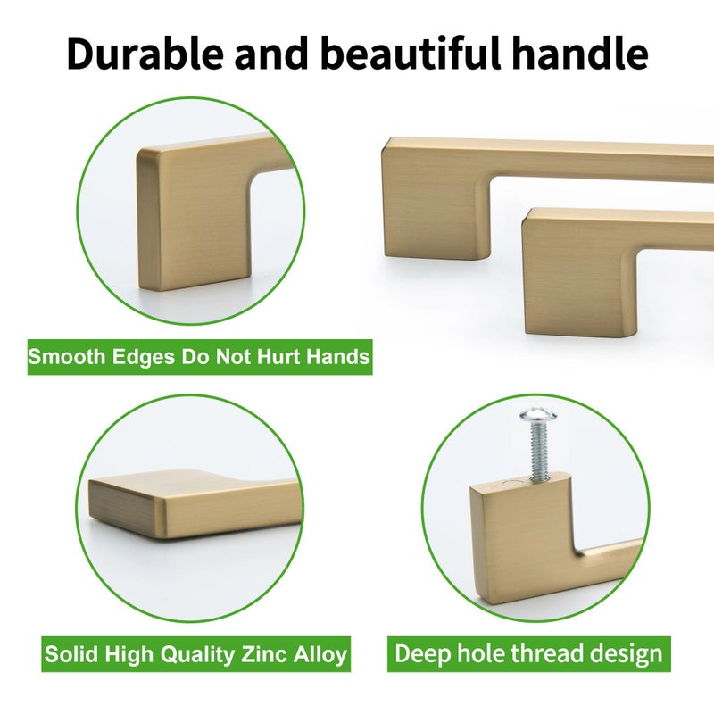 TUNNY 10 Pack Classic Cabinet Handles-5"/128mm Screw Spacing Champagne Bronze Furniture Hardware Handles for Kitchen Cabinets Bedroom Cabinet Pull - Image 3