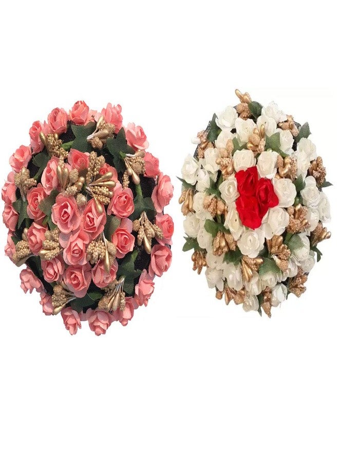 AROOMAN Full Juda Bun Hair Flower Gajra Combo for Wedding and Party - Image 2