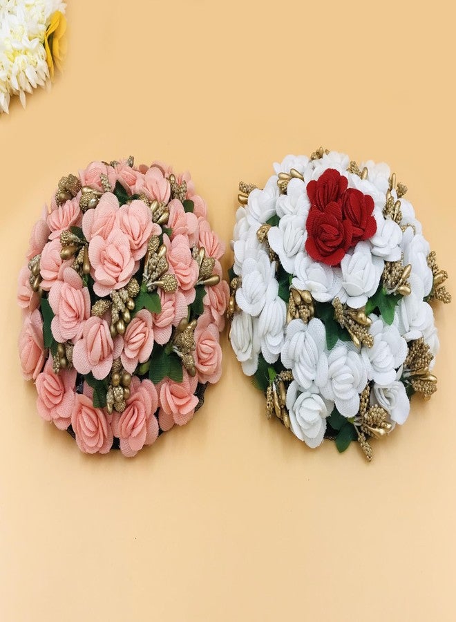 AROOMAN Full Juda Bun Hair Flower Gajra Combo for Wedding and Party - Image 4