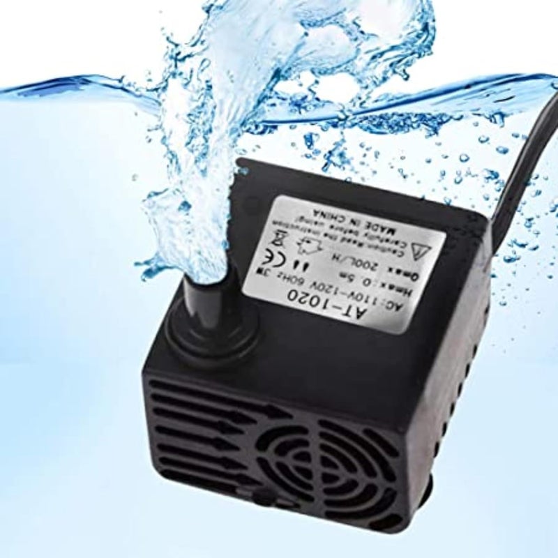 SunGrow Cat & Dog Waterer Fountain Replacement Pump, Submersible Aquarium Water Pump, 3 Watts, With Power Cord, Supports Small 3-5 Gallons Tank - Image 1