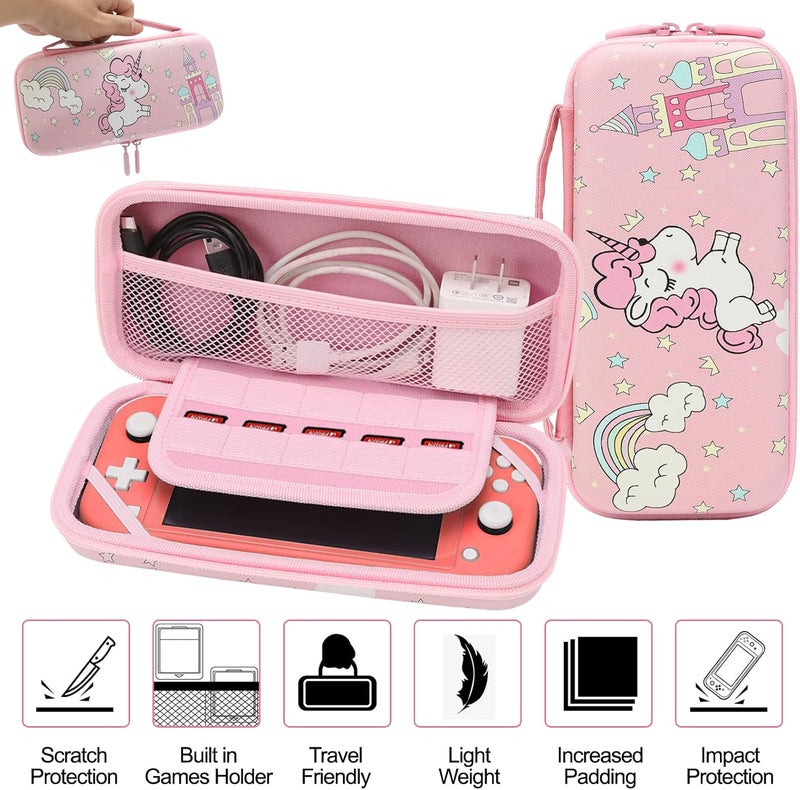 Switch Lite Accessories Bundle, Kit with Carrying Case,TPU Case Cover with Screen Protector,Charging Dock,Playstand, Game Card Case, USB Cable, Stylus,Thumb Grip Caps for Nintendo Switch Lite (Pink) - Image 3