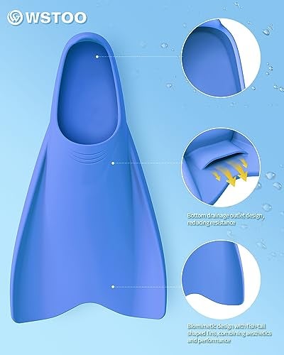 W WSTOO WSTOO Streamlined Training Short Fins - Silicone Swim Flippers for Adults and Youth (Men & Women), Ideal for Swimming, Snorkeling, and Diving - Image 3