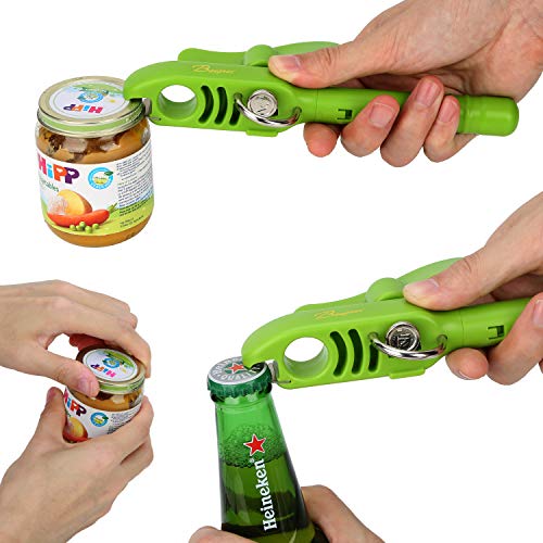 Bangrui Home Kitchen Restaurant Safety Bottle Jar Wine Manual Can Opener&Bangrui Professional 4-in-1 Can Opener keeps smooth edges. With a corkscrew folded in the lever. Best Gadget for Kitchen Use (Green) - Image 5