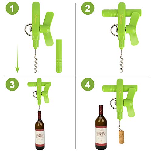 Bangrui Home Kitchen Restaurant Safety Bottle Jar Wine Manual Can Opener&Bangrui Professional 4-in-1 Can Opener keeps smooth edges. With a corkscrew folded in the lever. Best Gadget for Kitchen Use (Green) - Image 3