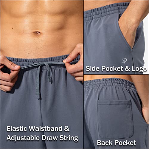 Pudolla Men's Cotton Yoga Sweatpants Athletic Lounge Pants Open Bottom Casual Jersey Pants for Men with Pockets (Mallard Blue Medium) - Image 5
