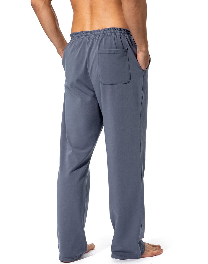 Pudolla Men's Cotton Yoga Sweatpants Athletic Lounge Pants Open Bottom Casual Jersey Pants for Men with Pockets (Mallard Blue Medium) - Image 3