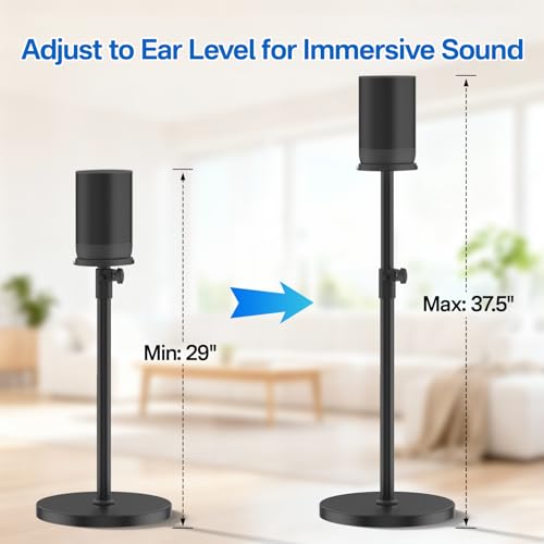 Yibracki Height-Adjustable Speaker Stand for Sonos Move Stand, Heavy-Duty Floor Stand for Sonos Move & Move 2 with Concealed Power Cord Design, Easy Installation, Black - Image 3