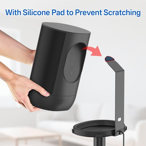 Yibracki Height-Adjustable Speaker Stand for Sonos Move Stand, Heavy-Duty Floor Stand for Sonos Move & Move 2 with Concealed Power Cord Design, Easy Installation, Black - Image 4